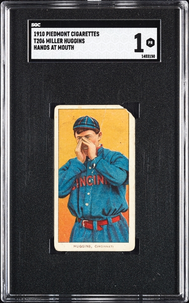 1909-11 T206 Miller Huggins Hands At Mouth SGC 1