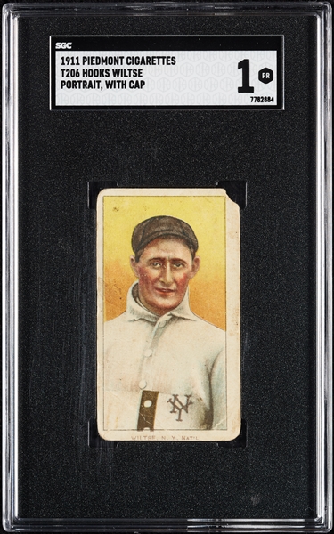 1909-11 T206 Hooks Wiltse Portrait, With Cap SGC 1