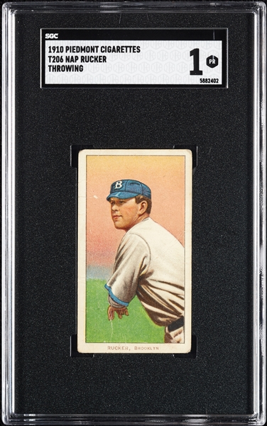 1909-11 T206 Nap Rucker Throwing SGC 1