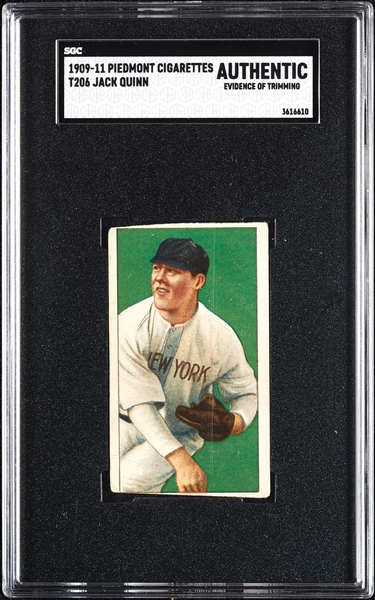 1909-11 T206 Jack Quinn SGC Authentic