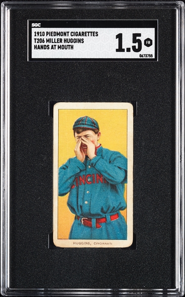 1909-11 T206 Miller Huggins Hands At Mouth SGC 1.5