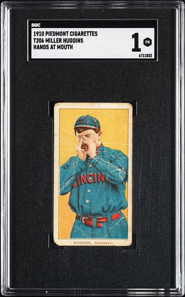 1909-11 T206 Miller Huggins Hands At Mouth SGC 1