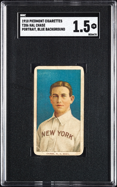 1909-11 T206 Hal Chase Portrait Blue SGC 1.5