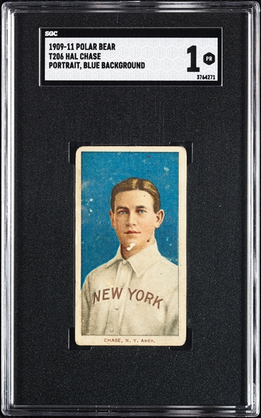 1909-11 T206 Hal Chase Portrait Blue SGC 1