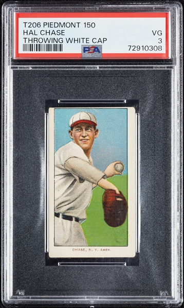 1909-11 T206 Hal Chase Throwing White Cap PSA 3