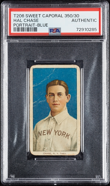 1909-11 T206 Hal Chase Portrait Blue PSA Authentic