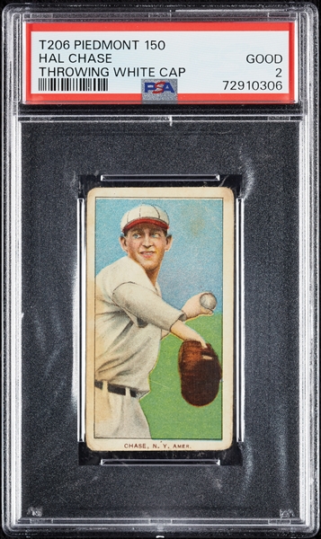 1909-11 T206 Hal Chase Throwing White Cap PSA 2