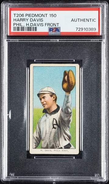 1909-11 T206 Harry Davis Phila., H. Davis Front PSA Authentic