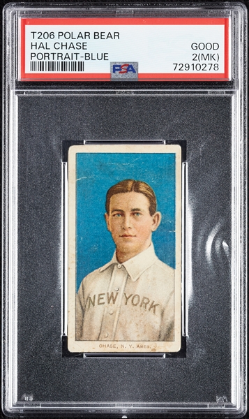 1909-11 T206 Hal Chase Portrait Blue PSA 2 (MK)