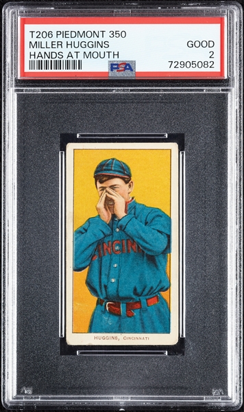 1909-11 T206 Miller Huggins Hands At Mouth PSA 2