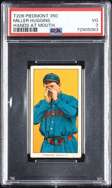 1909-11 T206 Miller Huggins Hands At Mouth PSA 3