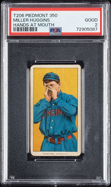 1909-11 T206 Miller Huggins Hands At Mouth PSA 2