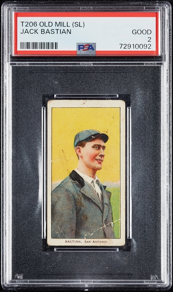 1909-11 T206 Jack Bastian (Old Mill Back) PSA 2