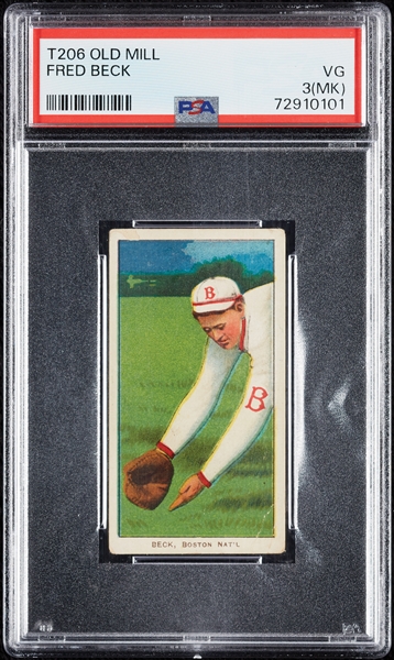 1909-11 T206 Fred Beck (Old Mill Back) PSA 3 (MK)