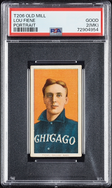 1909-11 T206 Lou Fiene Portrait (Old Mill Back) PSA 2 (MK)