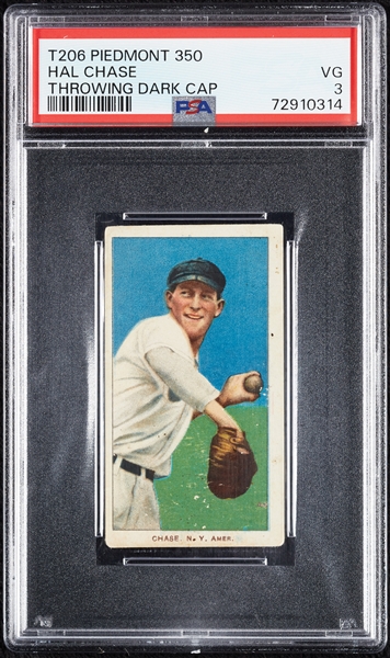 1909-11 T206 Hal Chase Throwing Dark Cap PSA 3