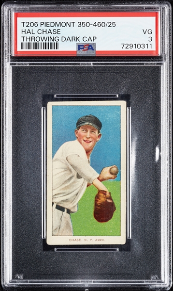 1909-11 T206 Hal Chase Throwing Dark Cap PSA 3