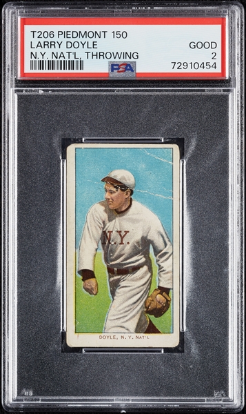 1909-11 T206 Larry Doyle NY Nat'l, Throwing PSA 2