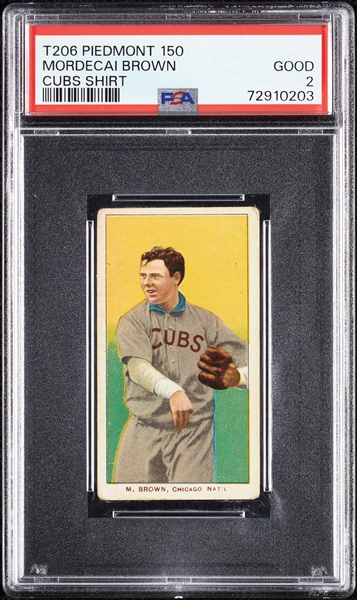 1909-11 T206 Mordecai Brown Cubs Shirt PSA 2