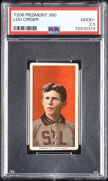 1909-11 T206 Lou Criger PSA 2.5