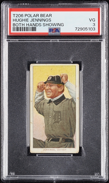 1909-11 T206 Hughie Jennings Both Hands Showing PSA 3