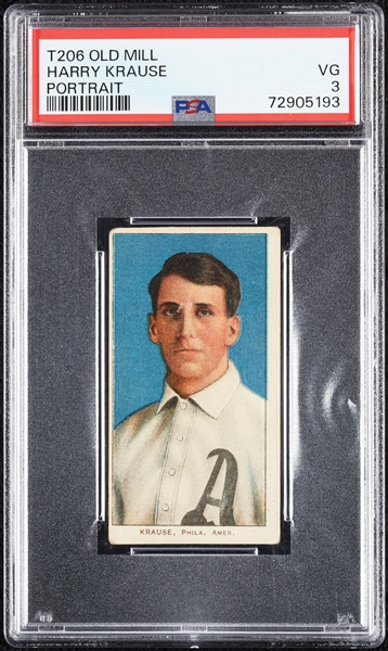 1909-11 T206 Harry Krause Portrait (Old Mill Back) PSA 3