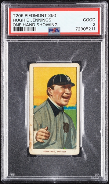 1909-11 T206 Hughie Jennings One Hand Showing PSA 2