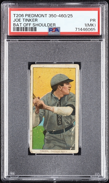 1909-11 T206 Joe Tinker Bat Off Shoulder PSA 1 (MK)