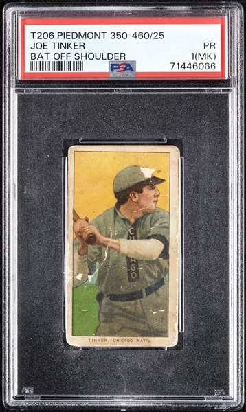 1909-11 T206 Joe Tinker Bat Off Shoulder PSA 1 (MK)