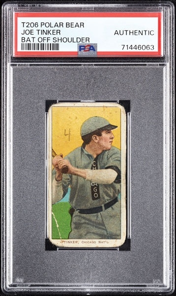 1909-11 T206 Joe Tinker Bat Off Shoulder PSA Authentic