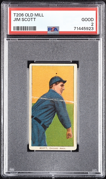 1909-11 T206 Jim Scott (Old Mill Back) PSA 2