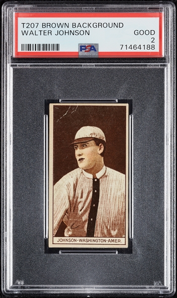 1912 T207 Brown Background Walter Johnson PSA 2