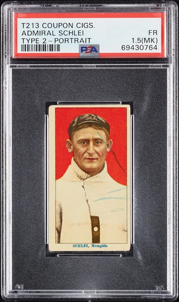 1914 T213 Coupon Cigarettes (Type 2) Admiral Schlei Portrait PSA 1.5 (MK)