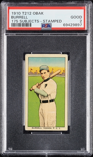 1910 T212 Obak Cigarettes Burrell (Stamped) PSA 2