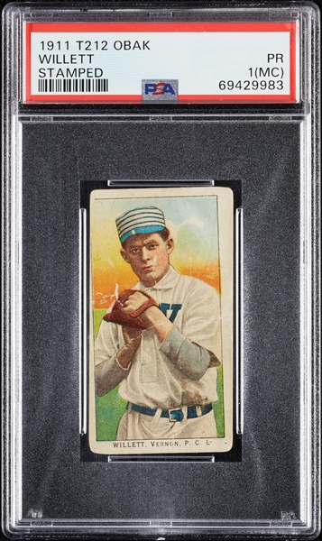 1911 T212 Obak Cigarettes Willett (Stamped) PSA 1 (MC)