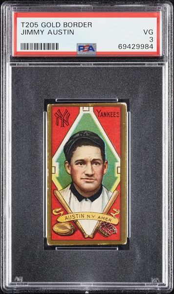 1911 T205 Gold Border Jimmy Austin PSA 3