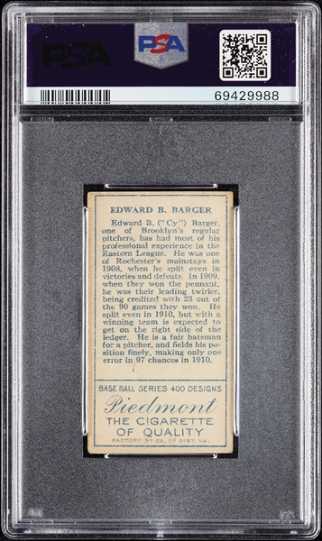 1911 T205 Gold Border E.B. Barger (Full B On Cap) PSA 1