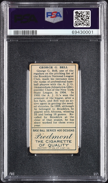 1911 T205 Gold Border George G. Bell PSA 2