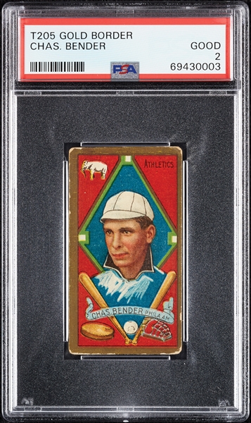 1911 T205 Gold Border Chief Bender PSA 2