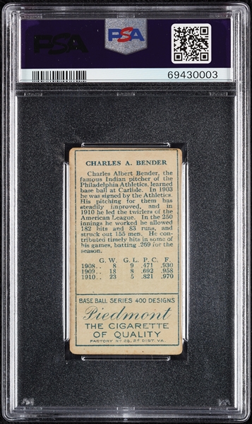 1911 T205 Gold Border Chief Bender PSA 2