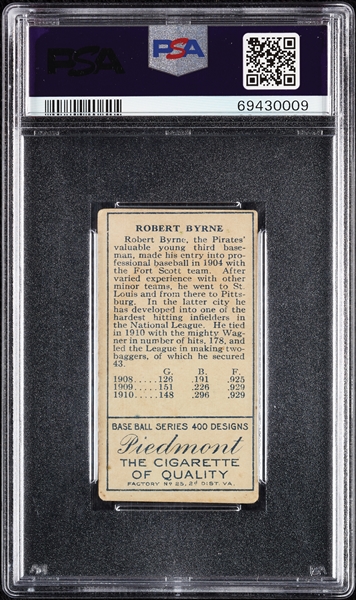 1911 T205 Gold Border Robert Byrne PSA 2