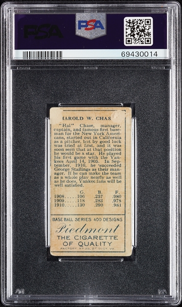 1911 T205 Gold Border Hal Chase (Both Ears, Border Ends) PSA 2