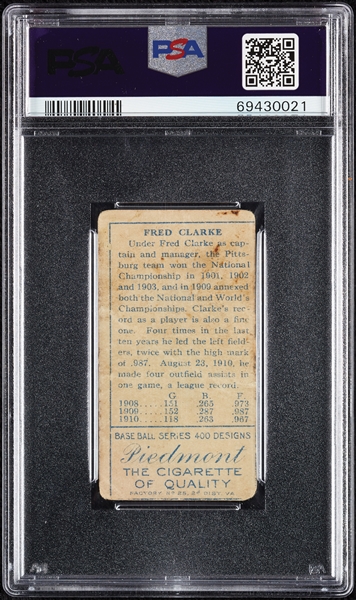 1911 T205 Gold Border Fred C. Clarke PSA 1.5