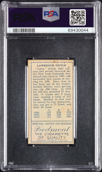 1911 T205 Gold Border Larry Doyle PSA 4