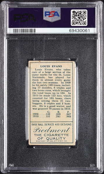 1911 T205 Gold Border Louis Evans PSA 3