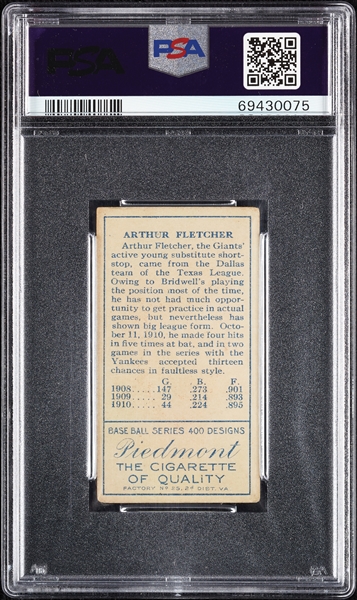 1911 T205 Gold Border Arthur Fletcher PSA 3