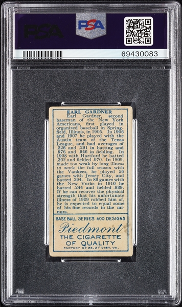 1911 T205 Gold Border Earl Gardner PSA 2.5