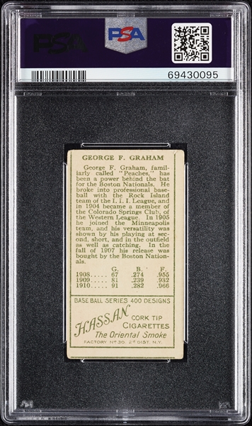 1911 T205 Gold Border George F. Graham Cubs PSA 2 (MC)