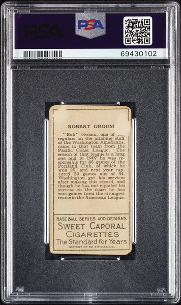 1911 T205 Gold Border Bob Groom PSA 1.5