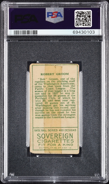 1911 T205 Gold Border Bob Groom PSA 1